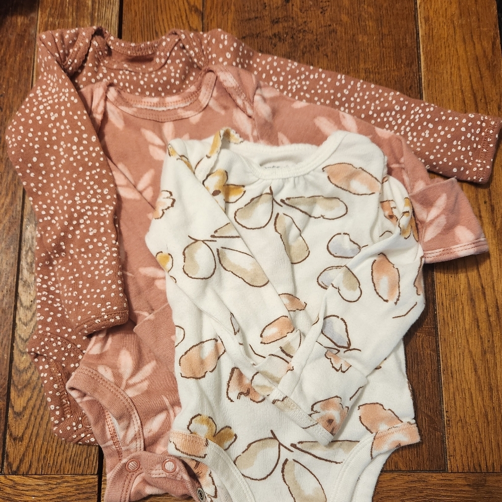 Carter's Pink and White Floral Bodysuits